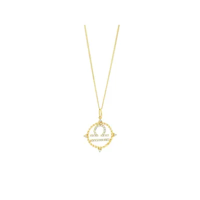 Libra Zodiac Pendant With 0.20 Carat Tw Of Diamonds In 10kt Yellow Gold