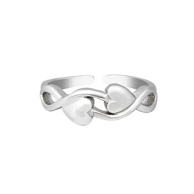 Sterling Silver Infinity Hearts Toe Ring