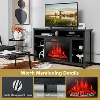 58'' Fireplace Tv Stand Entertainment Console W/ Spacious Tabletop & Shelves