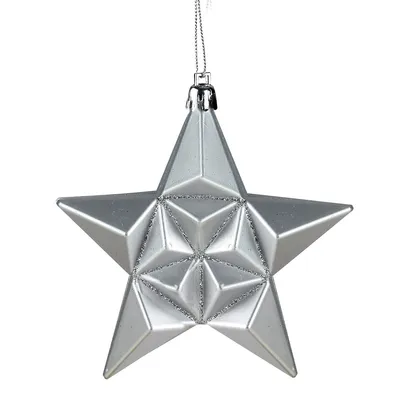 12ct Silver Splendor Shatterproof Star Christmas Ornaments 5"