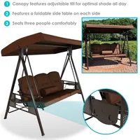 3-person Patio Swing With Adjustable Tilt Canopy