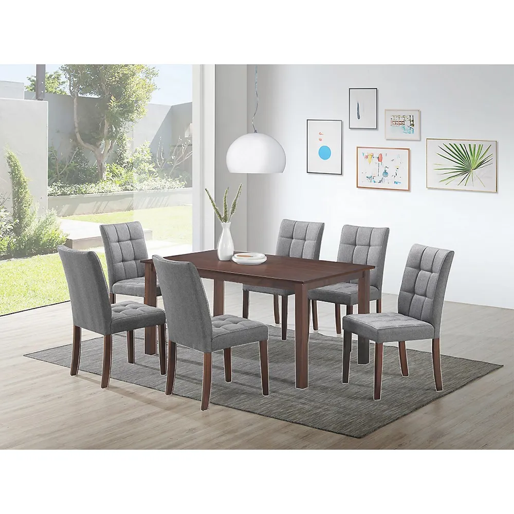 Modern Trends Clare 7pc Solid Wood Dining Set (60" X 36") - Dark Grey