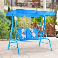 Costway Kids Patio Swing Chair Porch Bench Canopy 2 Person Yard Furniture Blue