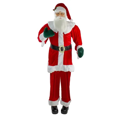 72" Red And White Life Size Plush Santa Claus Standing Christmas Figure