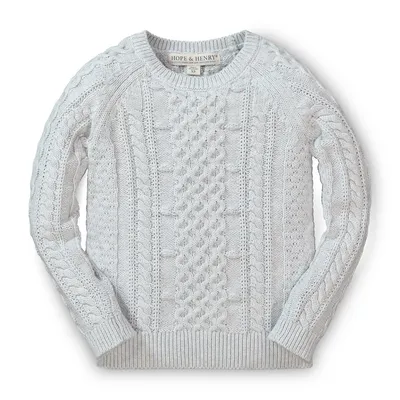 Girls Chunky Cable Knit Pullover Sweater