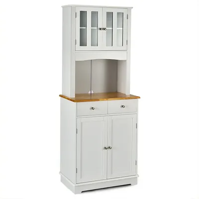 Buffet Hutch Kitchen Storage Cabinet W/ Microwave Stand Storage Shelves