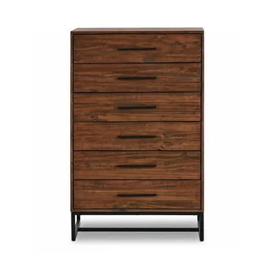 Blackcomb Reclaimed Wood And Metal 6 Drawer Chest In Coffee Bean