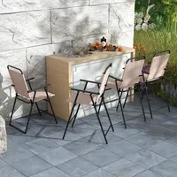 Patio Folding Bar-height Chairs With Armrests Quick-drying Seat Beige Backyard