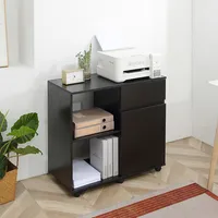 Printer Stand With Storage Shelves Drawer Home Office Black