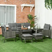 6 Piece Outdoor Patio Furniture Set With Thick Cushions