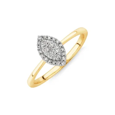 0.15 Carat Tw Marquise Cluster Diamond Promise Ring In 10kt Yellow And White Gold