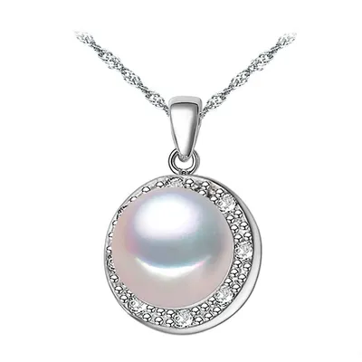 Freshwater Pearl Halo Necklace 0.925 Sterling Silver