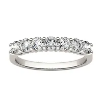 14k White Gold Moissanite By Charles & Colvard 3mm Round Wedding Band, 0.70cttw Dew