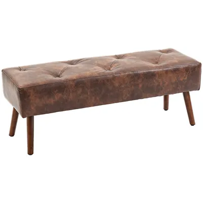End Of Bed Bench With Button Tufted, Pu Leather Upholstery