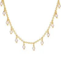 18kt Gold Plated 16" With Faux Pearl Necklace