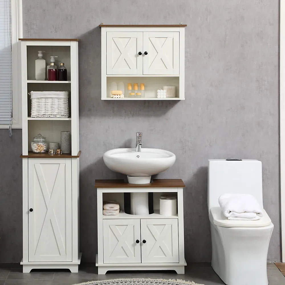 kleankin 24 Bathroom Under Sink Cabinet with Storage Pedestal