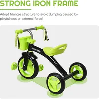 Kids Tricycle Rider With Adjustable Seat Storage Basket Premium Quiet Wheels Non-slip Handle