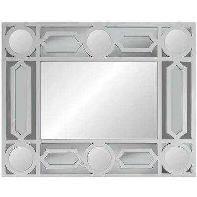29.5" White Framed Geometric Openwork Rectangular Wall Mirror