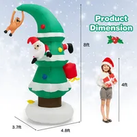 8ft Inflatable Christmas Tree With Santa Claus, Blowup Holiday Decoration