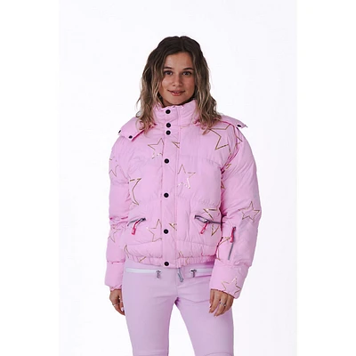 Pink With Stars Chic Puffer Jacket