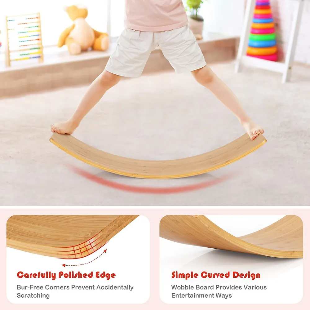 Costway Wooden Balance Board Trainer Wobble Roller for Exercise Sports  Training Equipment