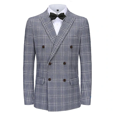 Braveman Men's 2-piece Double Breasted Glen Plaid Slim Fit Suit