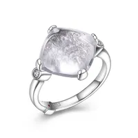 Rhodium-plated Sterling Silver Synthetic White Crystal & Cubic Zirconia Ring
