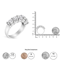 14k White Gold 3.0 Cttw Lab Grown Diamond Shared Prong Set 5 Stone Anniversary Band Ring (f-g Color, Vs2-si1 Clarity)