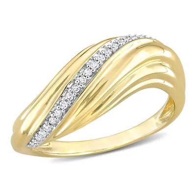 1/10 Ct Tw Diamond Swirl Design Ring 14k Yellow Gold