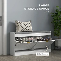 Shoe Bench With 2 Flip Drawers For 8 Pairs Of Shoes
