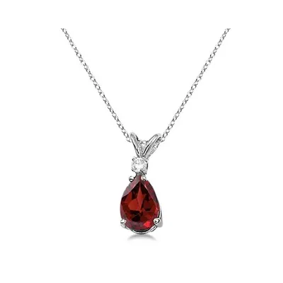 Pear Garnet And Diamond Solitaire Pendant Necklace 14k Gold