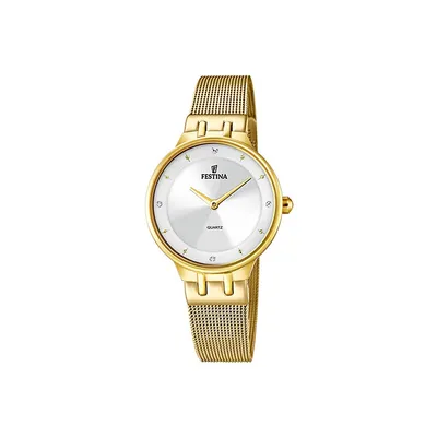 Mademoiselle Mesh Band Watch In Gold