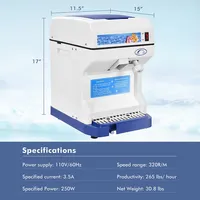 Electric Ice Shaver Machine Tabletop Shaved Ice Crusher Ice Snow Cone Maker