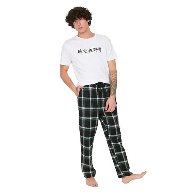 Male Regular Waist Wide Leg Pajama Bottom