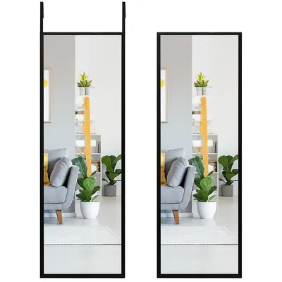 Door Wall Mounted Mirror Full Length Hanging Bedroom Bathroom Coffeeblack