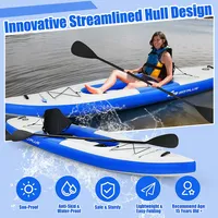 Goplus 1 Person Inflatable Kayak Includes Aluminum Paddle With Hand Pump Greenblue