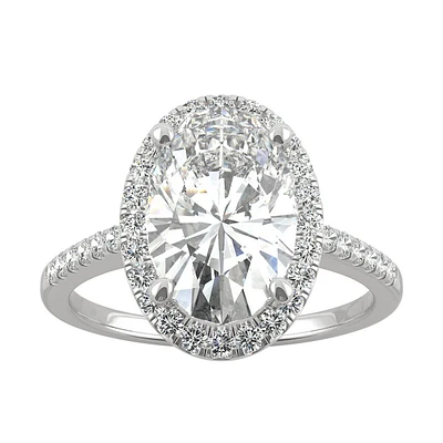 14k White Gold & Oval 4.75 Ct. T.w. Created Moissanite Halo Ring
