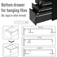 3 Drawer Filing Cabinet With Lock