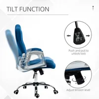 Velvet Office Chair With Adjustable Height Tilt Function
