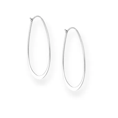 Sterling Silver Flat Huggie Hoop Earrings