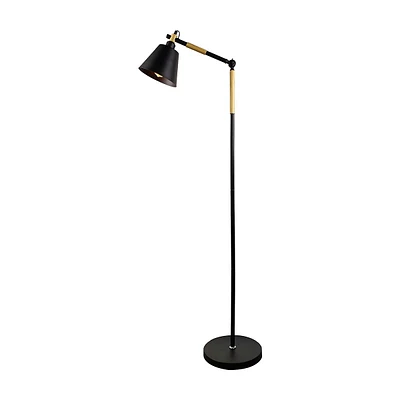 Wood And Metal Floor Lamp, 5' Height, From The Lorenzo Collection