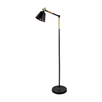Wood And Metal Floor Lamp, 5' Height, From The Lorenzo Collection