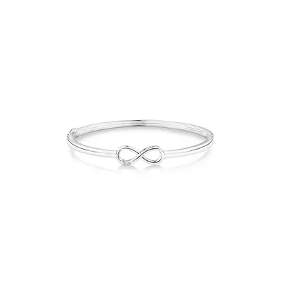 Diamond Accent Infinity Oval Hinge Bangle In Sterling Silver