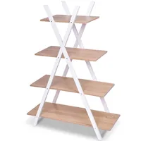 Bookshelf Shelves X-shape 4 Tier Ladder Storage Bookcase Display Home Office