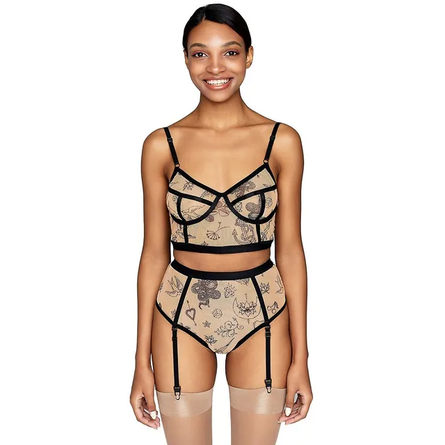 Less Is Amor Bra-top With Built-in Cups Tattoo Print, Alnair