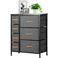 7 Fabric Drawers Dresser Organizer Large Storage Bedroom Nightstand W/ Metal Frame