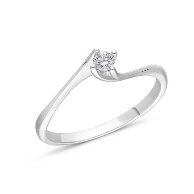 Canadian Dreams 14k White Gold 0.10 Ctw Canadian Diamond Solitaire Bypass Ring