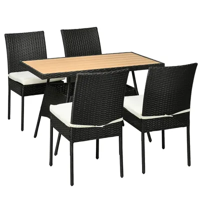 5 Pieces Rattan Patio Dining Set Dining Table And Chairs