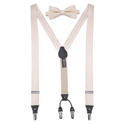 Satin Strap Suspenders Bow Tie Set