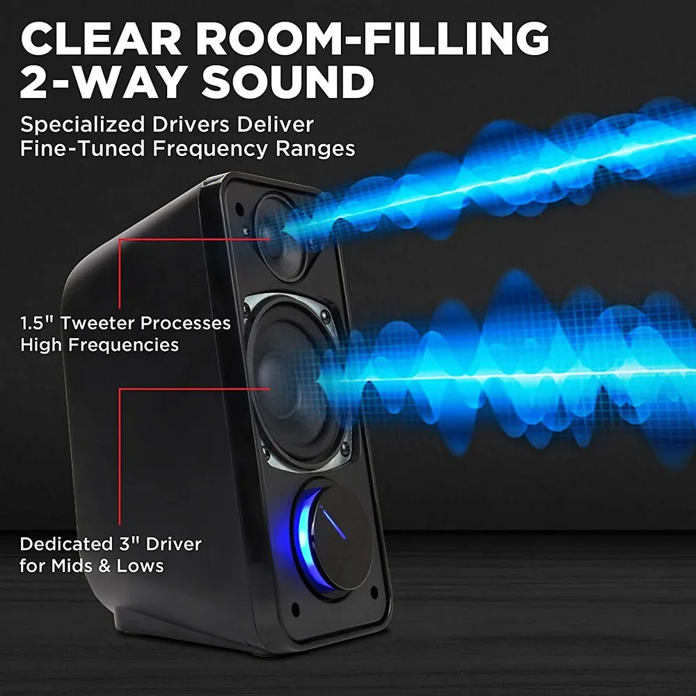 Computer Speakers For Desktop And Laptop - Usb Speakers For Desktop Computer With Loud And Clear 2-way Drivers For 32w Of Power And Bass, Built-in Headphone & Aux Input Ports, Led Volume Knob